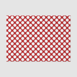 Papel De Seda Gran punto retro - blanco y rojo