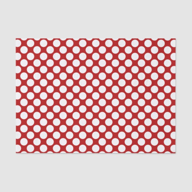 Papel De Seda Gran punto retro - blanco y rojo (Anverso)