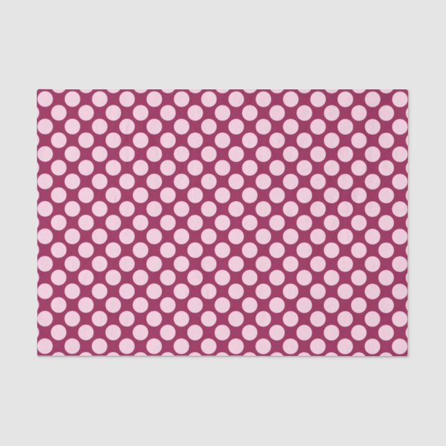 Papel De Seda Gran punto retro - burdeos y cáscara rosa (Anverso)