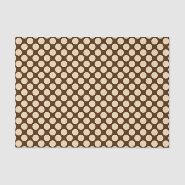 Papel De Seda Gran punto retro - marrón tostado y chocolate (Anverso)
