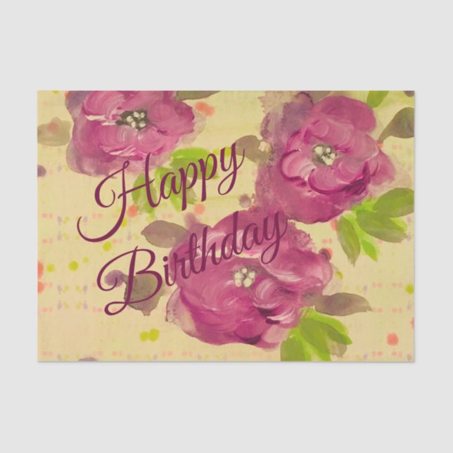 Papel De Seda Gran Rosa de Borgoña florido (Anverso)