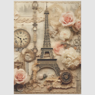 Papel De Seda Gran Torre Eiffel Floral de Inspiración Vintage