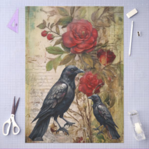 Papel De Seda Gran Vintage Inspiración Elegante Roses Rojas y Ra