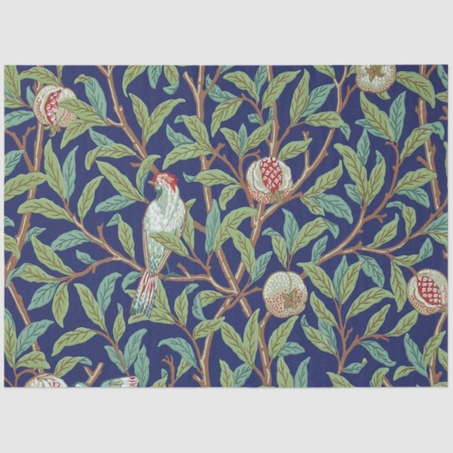 Papel De Seda Granada y pájaro pequeño, William Morris (Anverso)