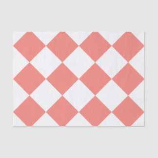 Papel De Seda Grande a cuadros de Diag - rosa blanco y del coral