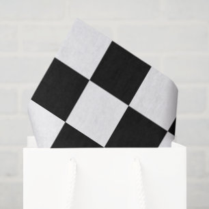 Papel De Seda Grande Cuadros Negros y Blancos
