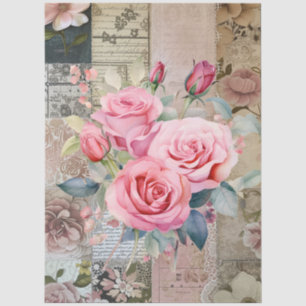Papel De Seda Grandes Bouquets Rosa Rosa Y Decoración Collage