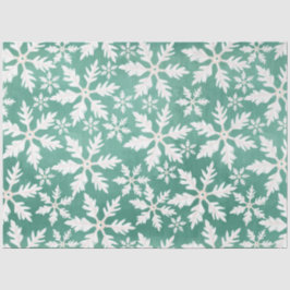 Papel De Seda Grandes copas de nieve blancas cayendo fondo verde