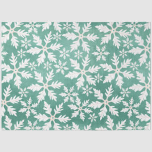 Papel De Seda Grandes copas de nieve blancas cayendo fondo verde
