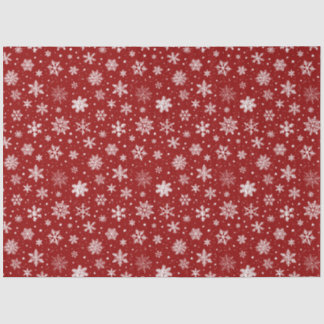 Papel De Seda Grandes copos de nieve rojos y blancos