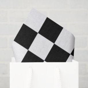 Papel De Seda Grandes Cuadros Negros y Blancos