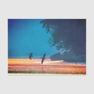 Papel De Seda Grandes Herones Azules toman vuelo - Azul