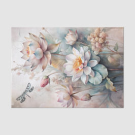 Papel De Seda Grandes peonías rosadas de estilo vintage con libé