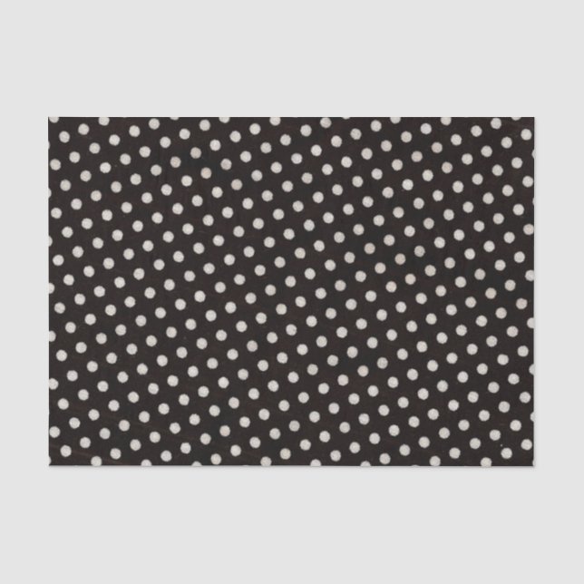 Papel De Seda Grandes puntos de Polka Blanco en negro (Anverso)