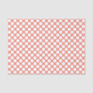 Papel De Seda Grandes puntos retro - blanco y rosa coral