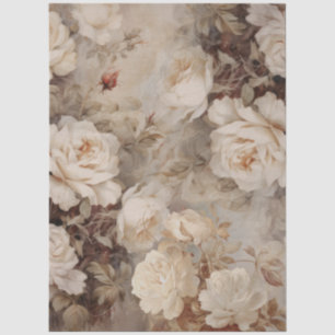 Papel De Seda Grandes rosas blancas de inspiración vintage