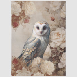 Papel De Seda Grandes Rosas Blancas Elegantes y Búho Inspirados 