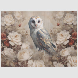 Papel De Seda Grandes Rosas y Búho de la Era Victoriana Inspirad