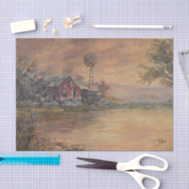 Papel De Seda Granero Antiguo Pintado a mano