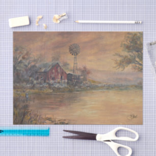 Papel De Seda Granero Antiguo Pintado a mano