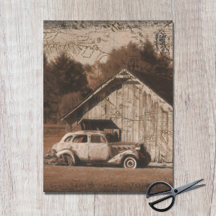 Papel De Seda Granero de Casa de Campo Rústica Decoupage de Coch