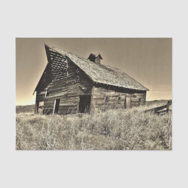 Papel De Seda Granero de Sepia en desolación (Anverso)