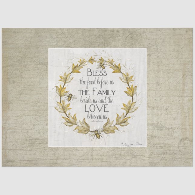 Papel De Seda Granja Cae Bee Wreath Familia Bendición Artesanía (Anverso)