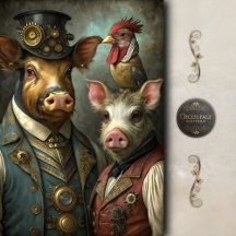 Granja de Animales Steampunk Caprichosa Decoupage 