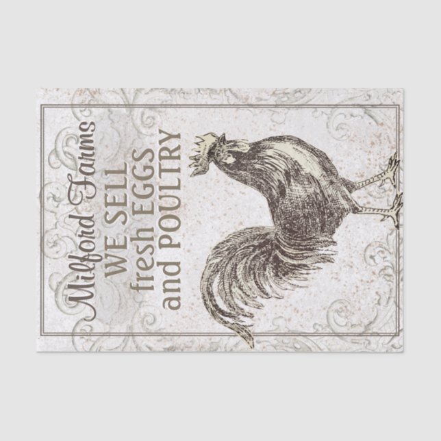 Papel De Seda Granja de Aves de Pollo Francesa Grunge (Anverso)