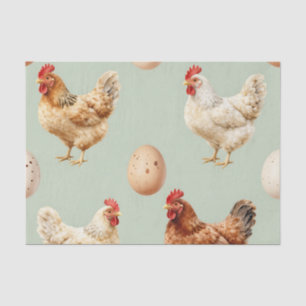 Papel De Seda Granja de Gallinas Realistas Patrón de Huevos Fres