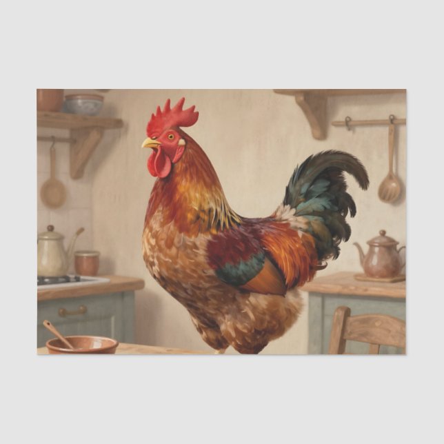 Papel De Seda Granja de Gallo Orgulloso Cocina (Anverso)