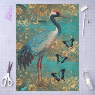 Papel De Seda Granja de grava floral Verde azulada de gran Shabb