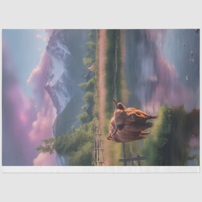 Papel De Seda Granja de montaña Highland Cow (Anverso)