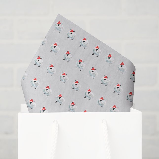 Papel De Seda Granja de santa oveja gris rústico acuarela (Bolsa de regalo)