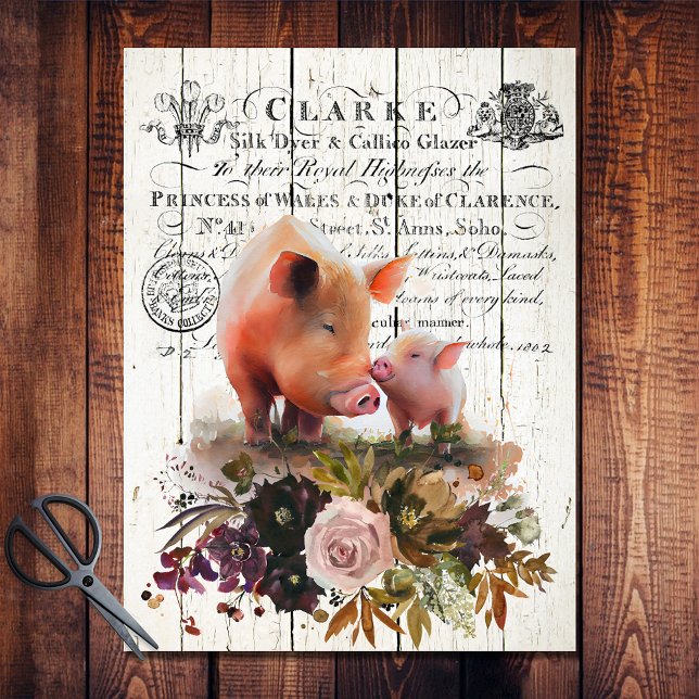 Papel De Seda Granja Floral Duroc Cerdos (Subido por el creador)