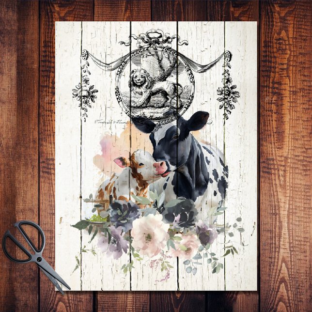 Papel De Seda Granja Floral Holstein Vacas (Subido por el creador)