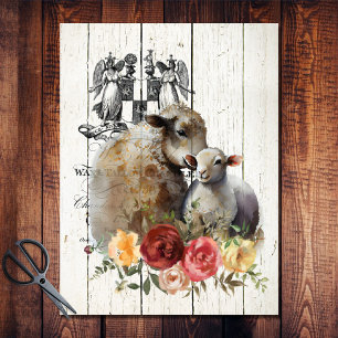 Papel De Seda Granja Floral Merino Oveja