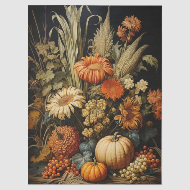 Papel De Seda Granja Otoño Decoupage de Calabaza (Anverso)