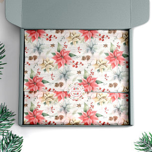 Papel De Seda Granja Poinsettia Foliage de Madera e Invierno