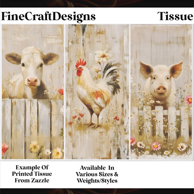 Papel De Seda Granja Rústica Vaca Gallo Cerdo FD1 Decoupage (Subido por el creador)