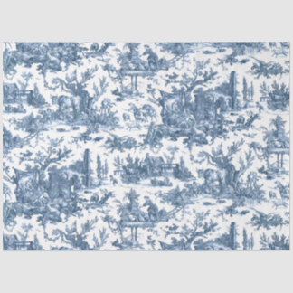 Papel De Seda Granja Rústica Vintage Toile-Blue & White