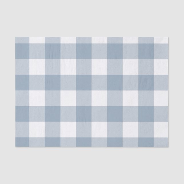 Papel De Seda Granja Rústico Gris Azul Cuadro de Búfalo Cuadrado (Anverso)