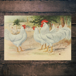 Papel De Seda Granja Vintage Roosters de piernas blancas de un s