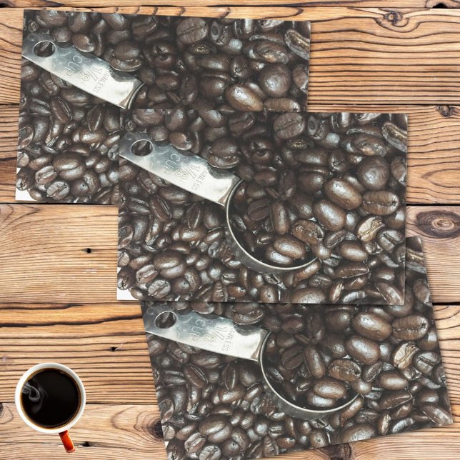 Papel De Seda Granos de café tostados con fotografía de Scoop pl (coffee beans and scoop tissue paper)