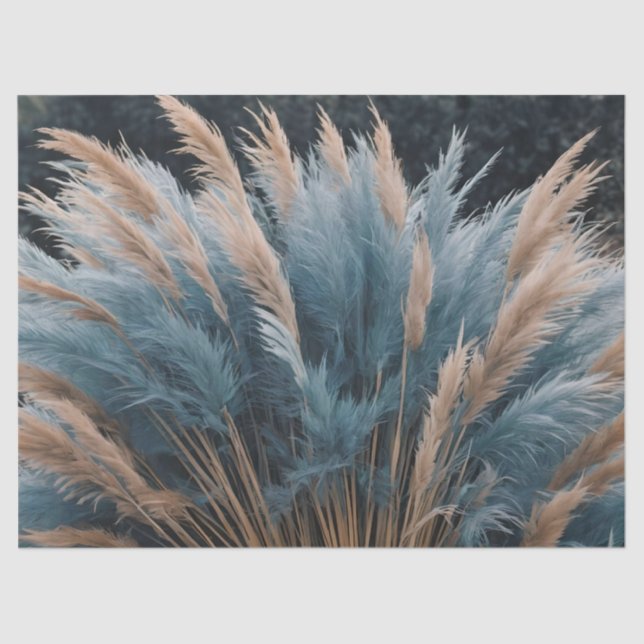 Papel De Seda Grasa Blue Floral Pampas (Anverso)