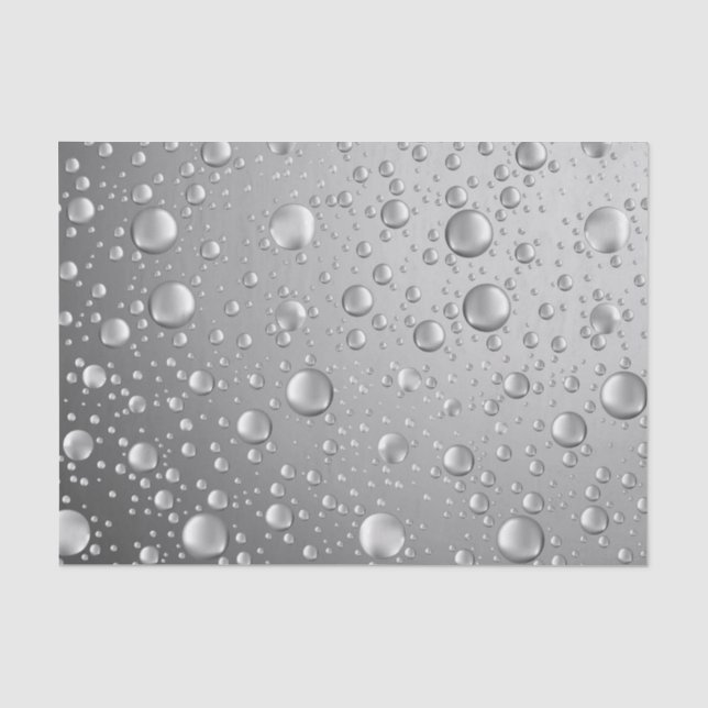 Papel De Seda Grasas de lluvia abstractas de plata metálica (Anverso)