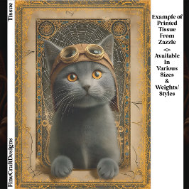 Papel De Seda Gray Cat in Ornate Steampunk Stye DZ8 Decoupage 