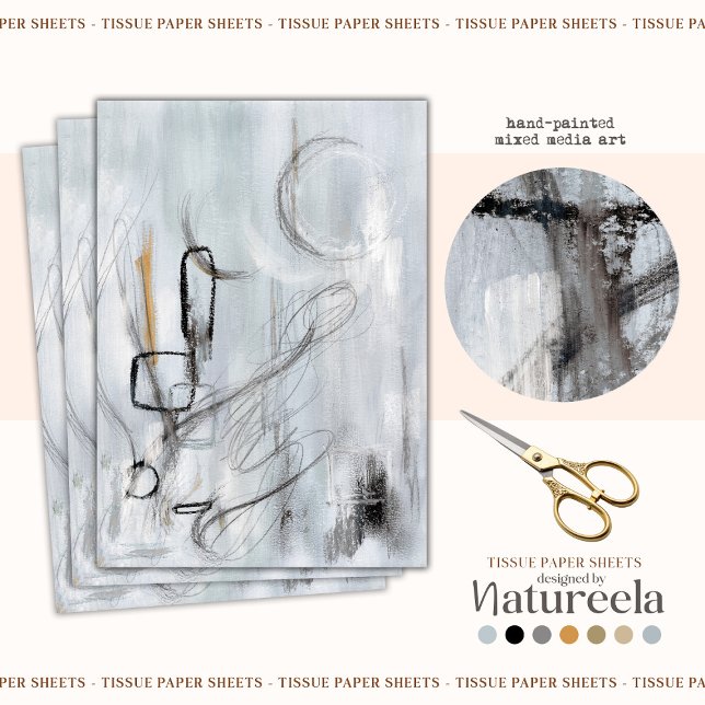 Papel De Seda Gray Contemporary Abstract Decoupage Tissue Paper (Subido por el creador)