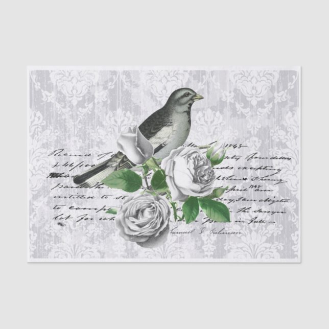 Papel De Seda Gray Damask Floral (Anverso)
