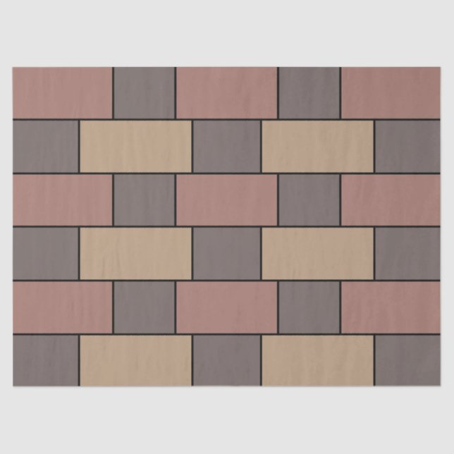Papel De Seda Gray Peach Pink Ladrillo Wall (Anverso)